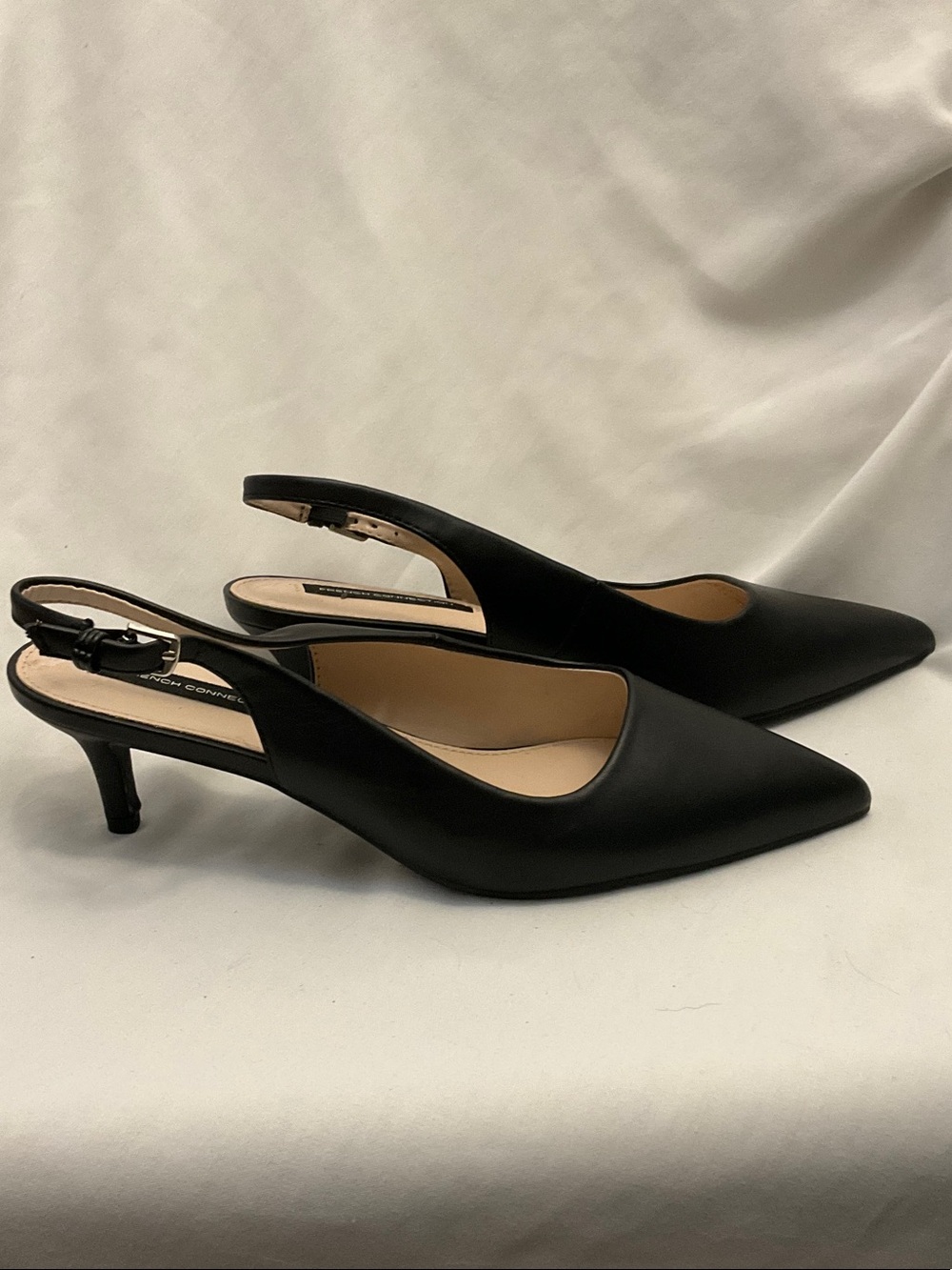 French Connection Classic Black Slingback Kitten Heel Pumps